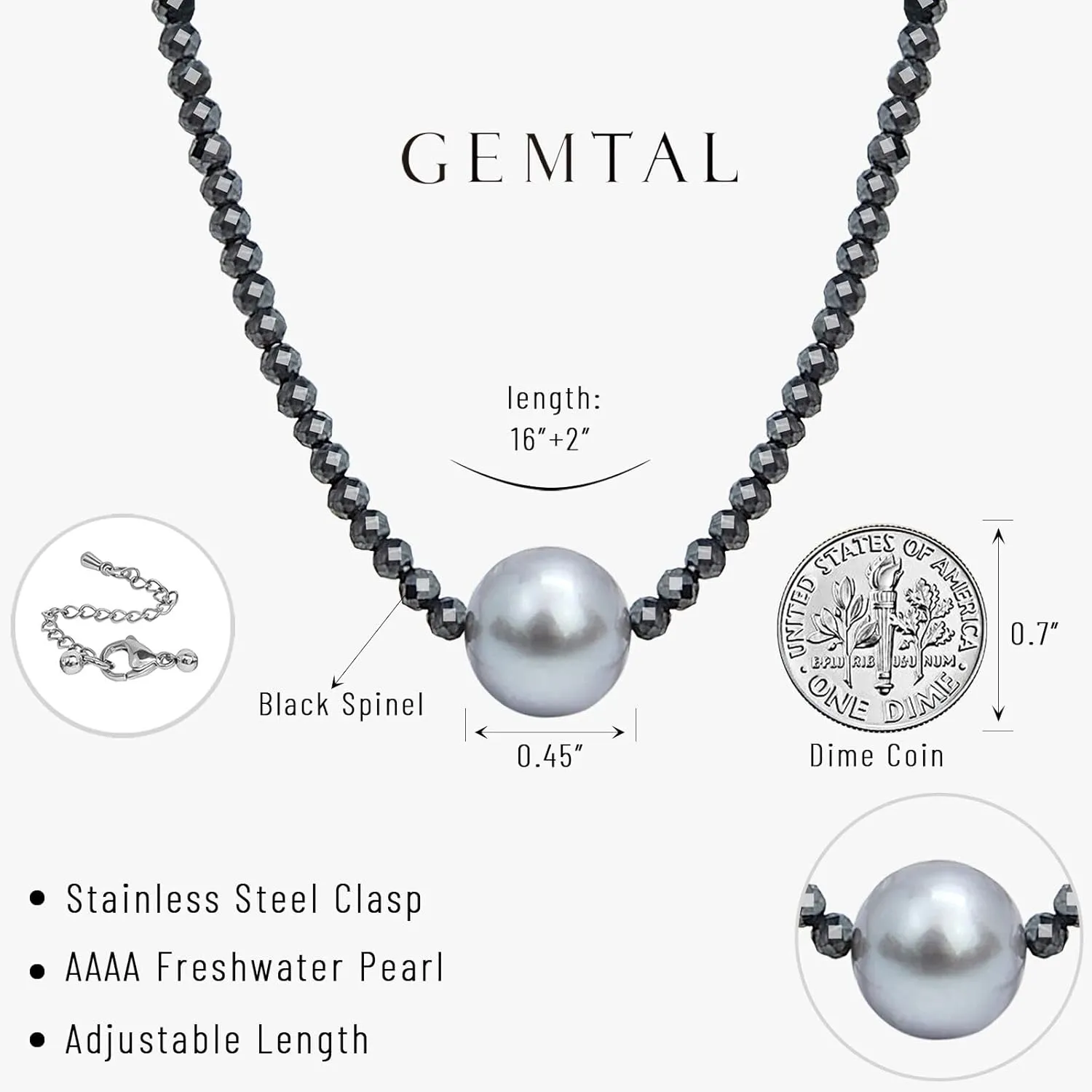 Dainty Single Pearl Pendant Necklaces for Women Trendy,Womens Black Stone Beaded Choker Necklace,Delicate Round Freshwater Pearl Necklace Jewelry Gift for Women
