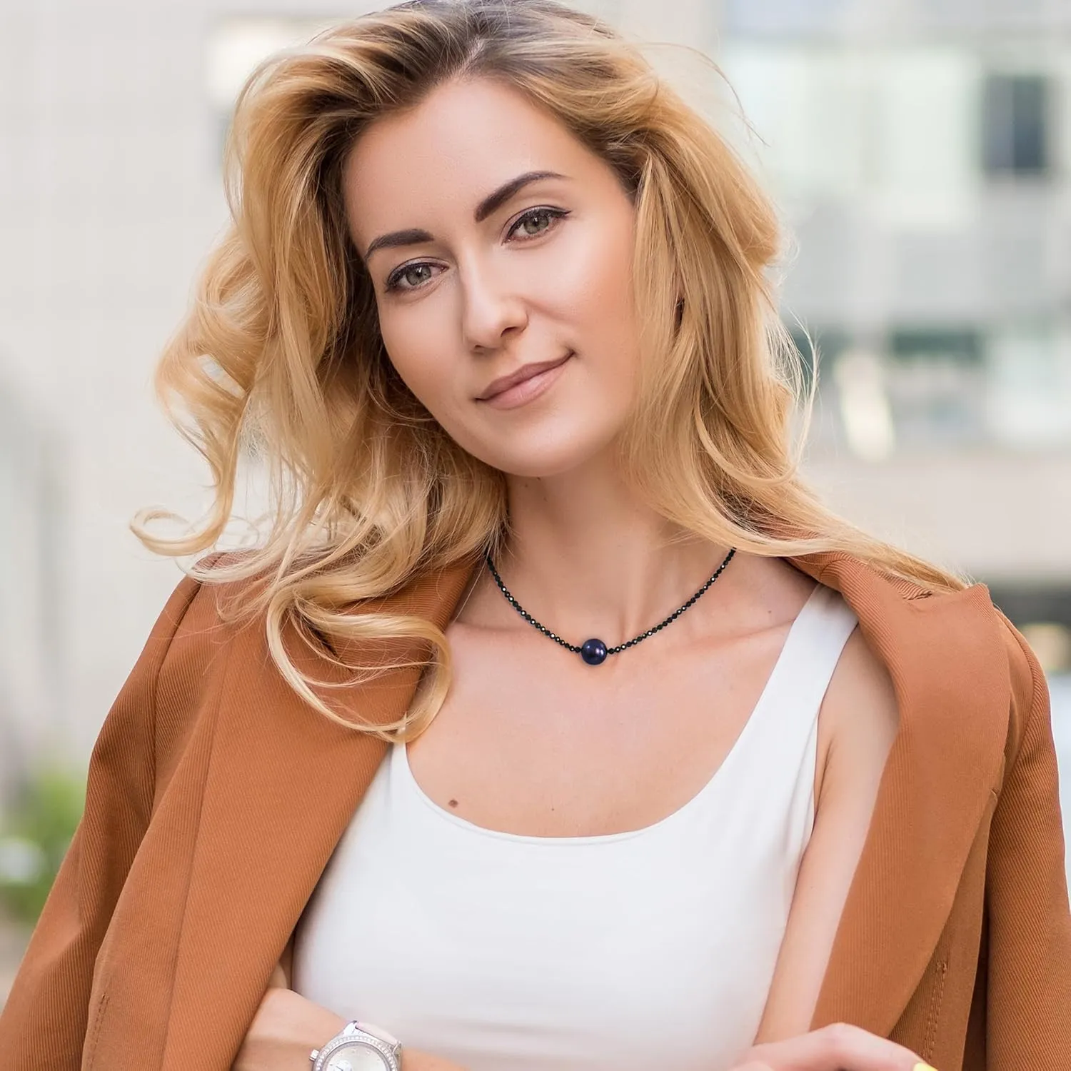 Dainty Single Pearl Pendant Necklaces for Women Trendy,Womens Black Stone Beaded Choker Necklace,Delicate Round Freshwater Pearl Necklace Jewelry Gift for Women