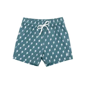 Dark Slate Blue Lightning Bolt Swim Trunks