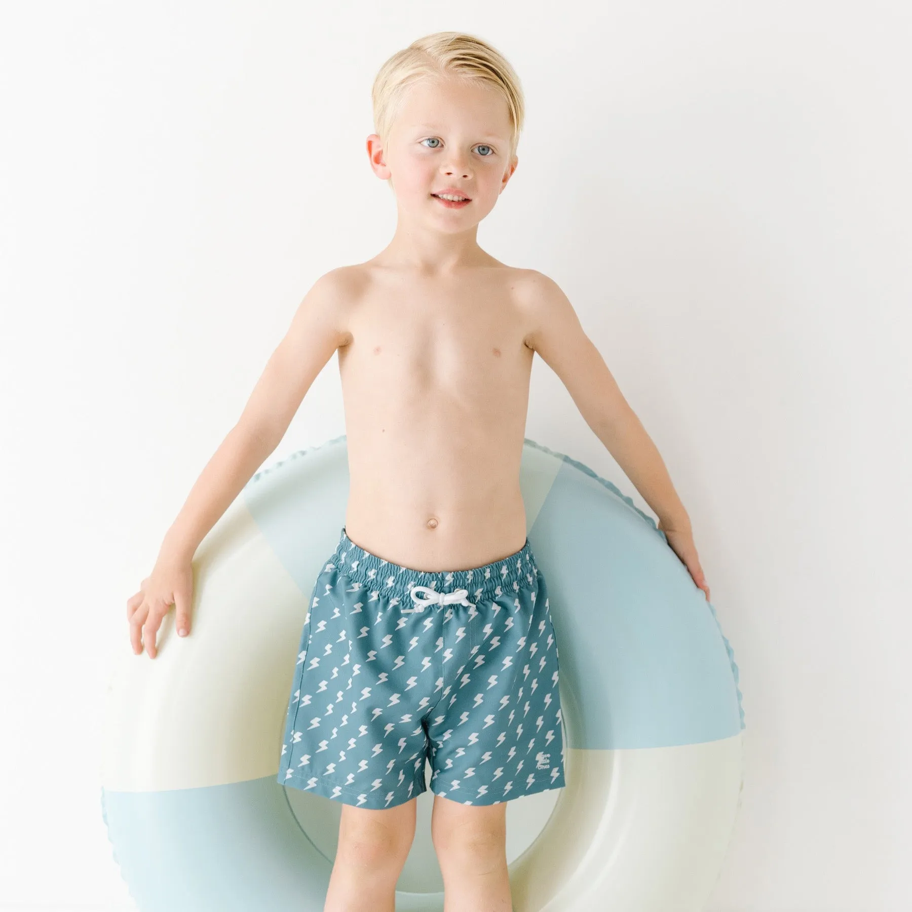 Dark Slate Blue Lightning Bolt Swim Trunks