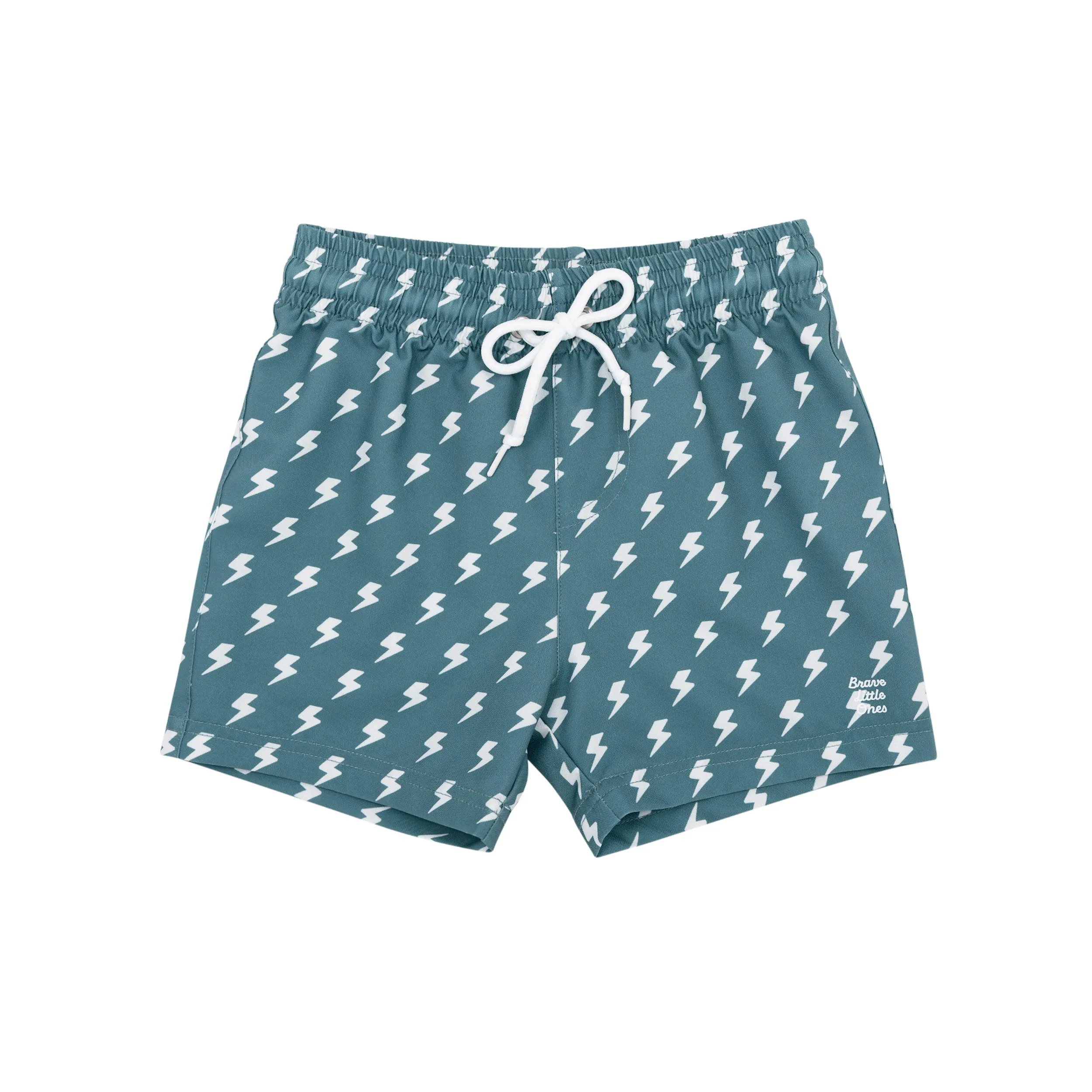 Dark Slate Blue Lightning Bolt Swim Trunks