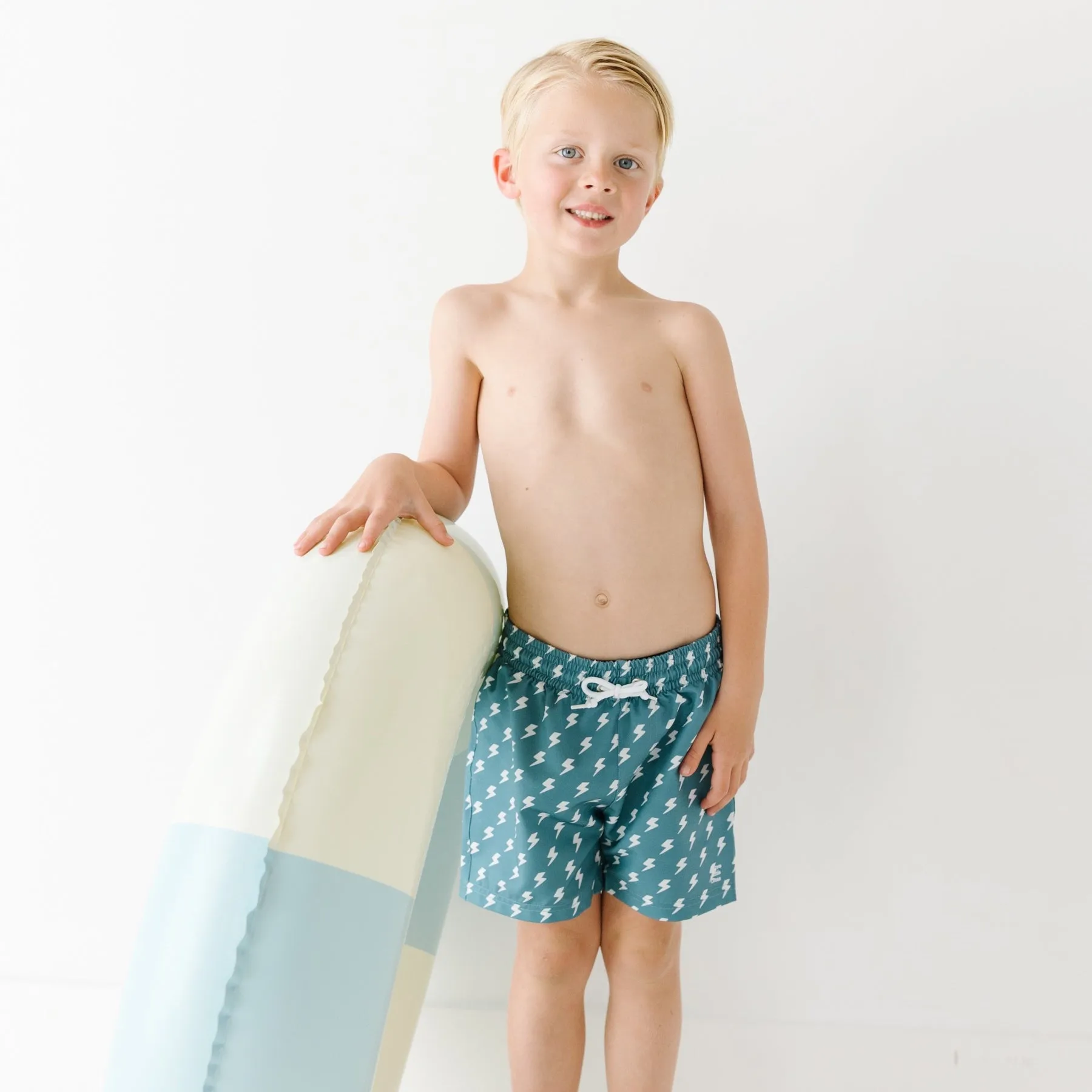 Dark Slate Blue Lightning Bolt Swim Trunks