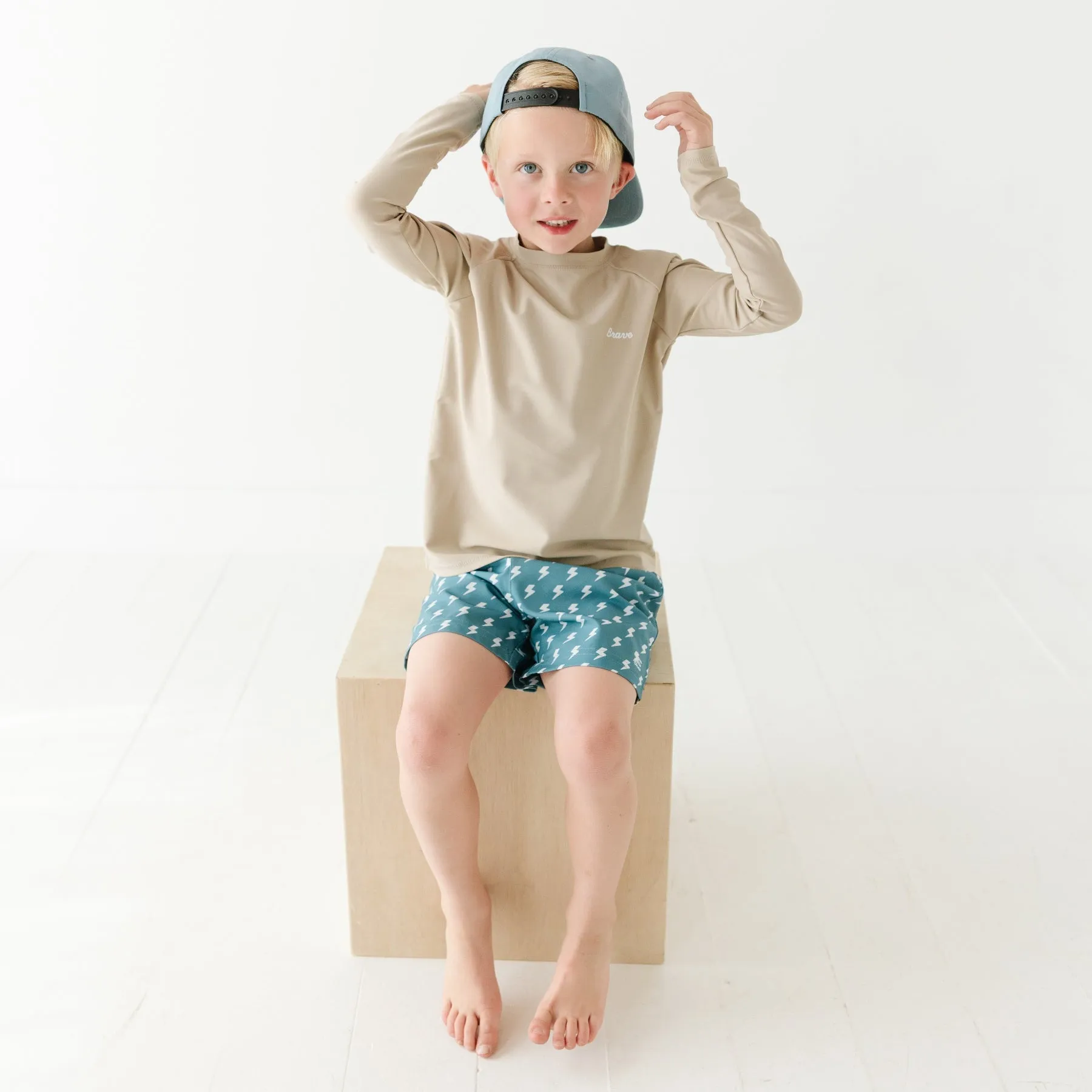 Dark Slate Blue Lightning Bolt Swim Trunks