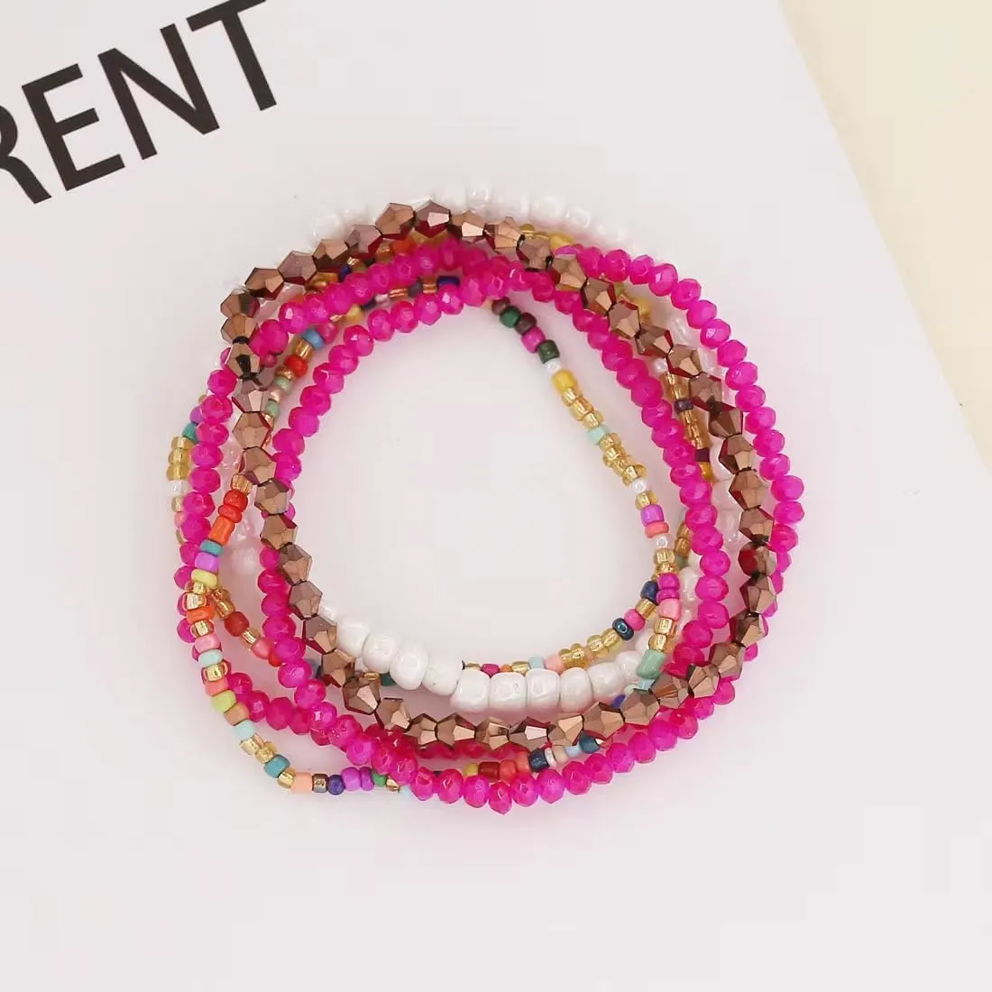 DATOA Bohemian Multicolor Stackable Bead Bracelets Set Adjustable Handmade Muti-layered Stretch Bracelets Vaction Beach Trendy Jewelry Gifts for Women