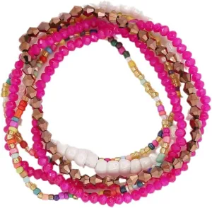 DATOA Bohemian Multicolor Stackable Bead Bracelets Set Adjustable Handmade Muti-layered Stretch Bracelets Vaction Beach Trendy Jewelry Gifts for Women