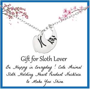 Dcfywl731 Sloth Gifts for Girls-Gold Silver Stylish Cute Animal Pendant Jewelry Sloth Necklace for Women Girls