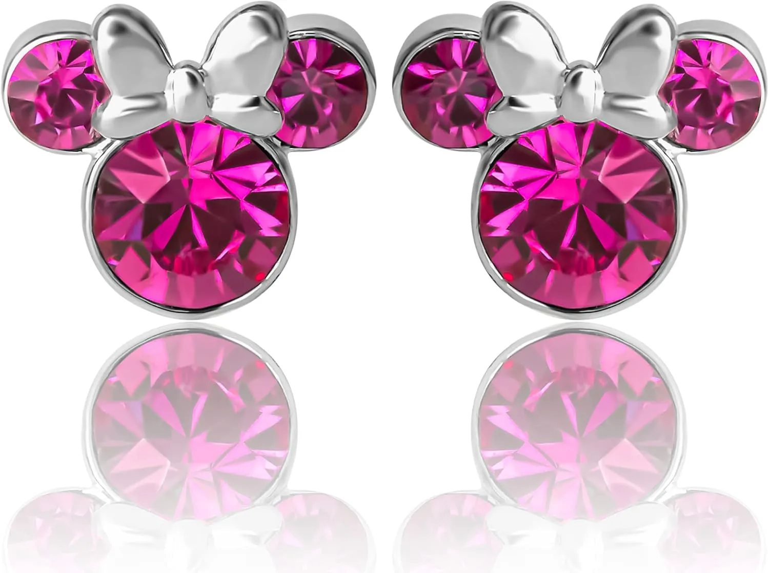 Disney Minnie Mouse or Mickey Mouse Hoop Earrings for Women Official License, Gold or Silver-Plated Cubic Zirconia Hoops