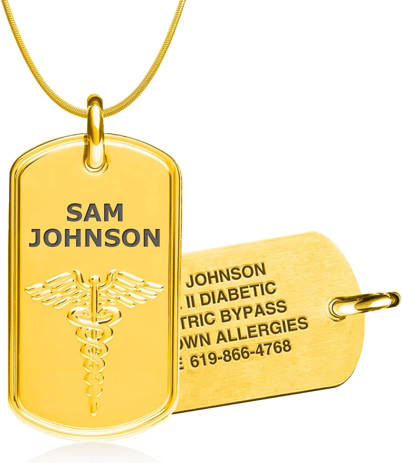 Divoti Deep Custom Laser Engraved 316L Classic Medical Alert ID Dog Tag Necklaces - Styles