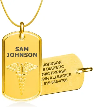 Divoti Deep Custom Laser Engraved 316L Classic Medical Alert ID Dog Tag Necklaces - Styles