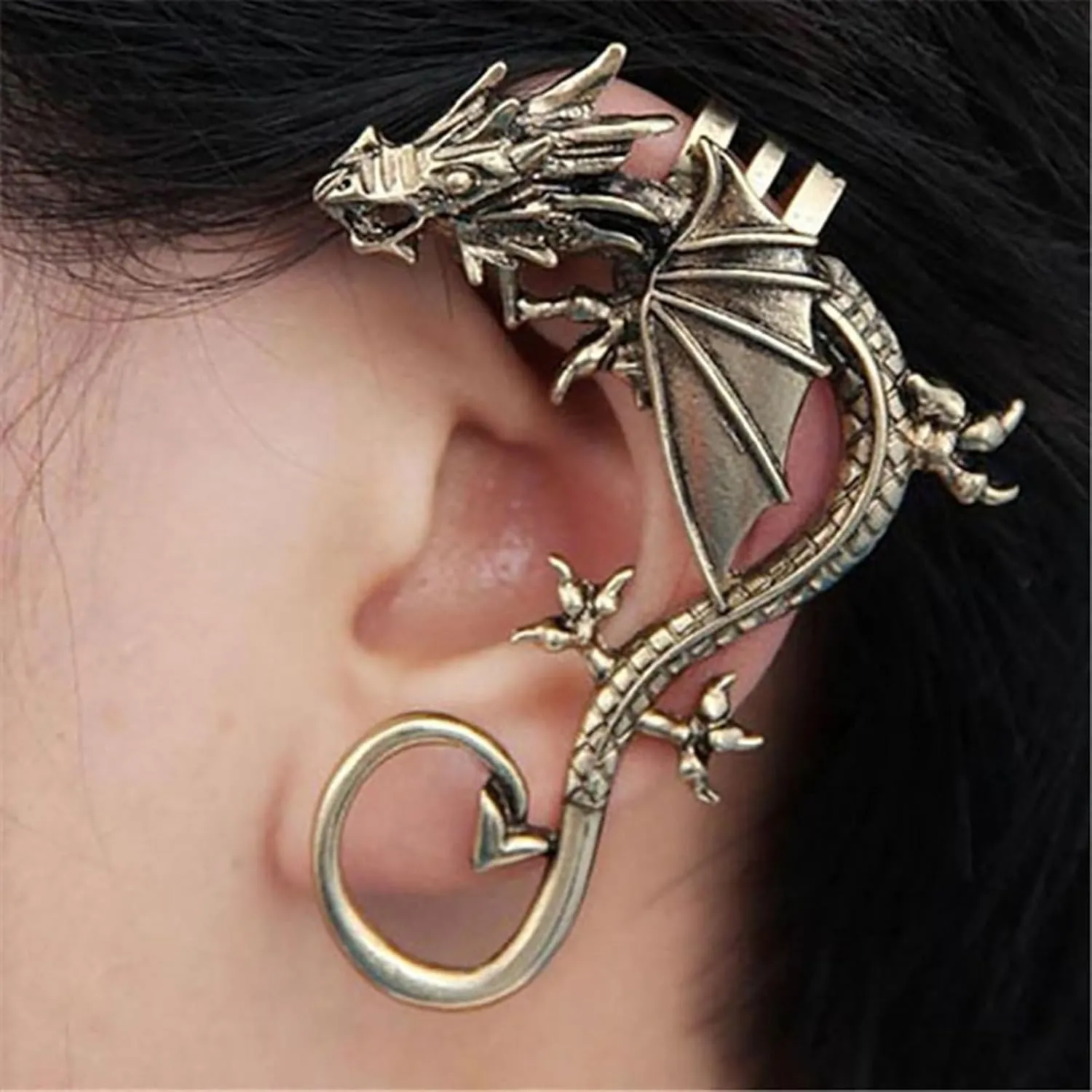 Dragon Ear Cuffs - Gothic Gold Dragon Claw Earrings for Women - Punk Halloween Costume Jewelry Gifts