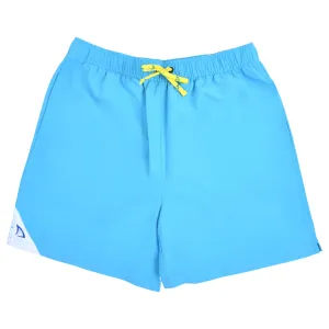 DryFins Boys Anti-Chafe Swim Trunks in Horizon Blue - Built-in Compression Liner