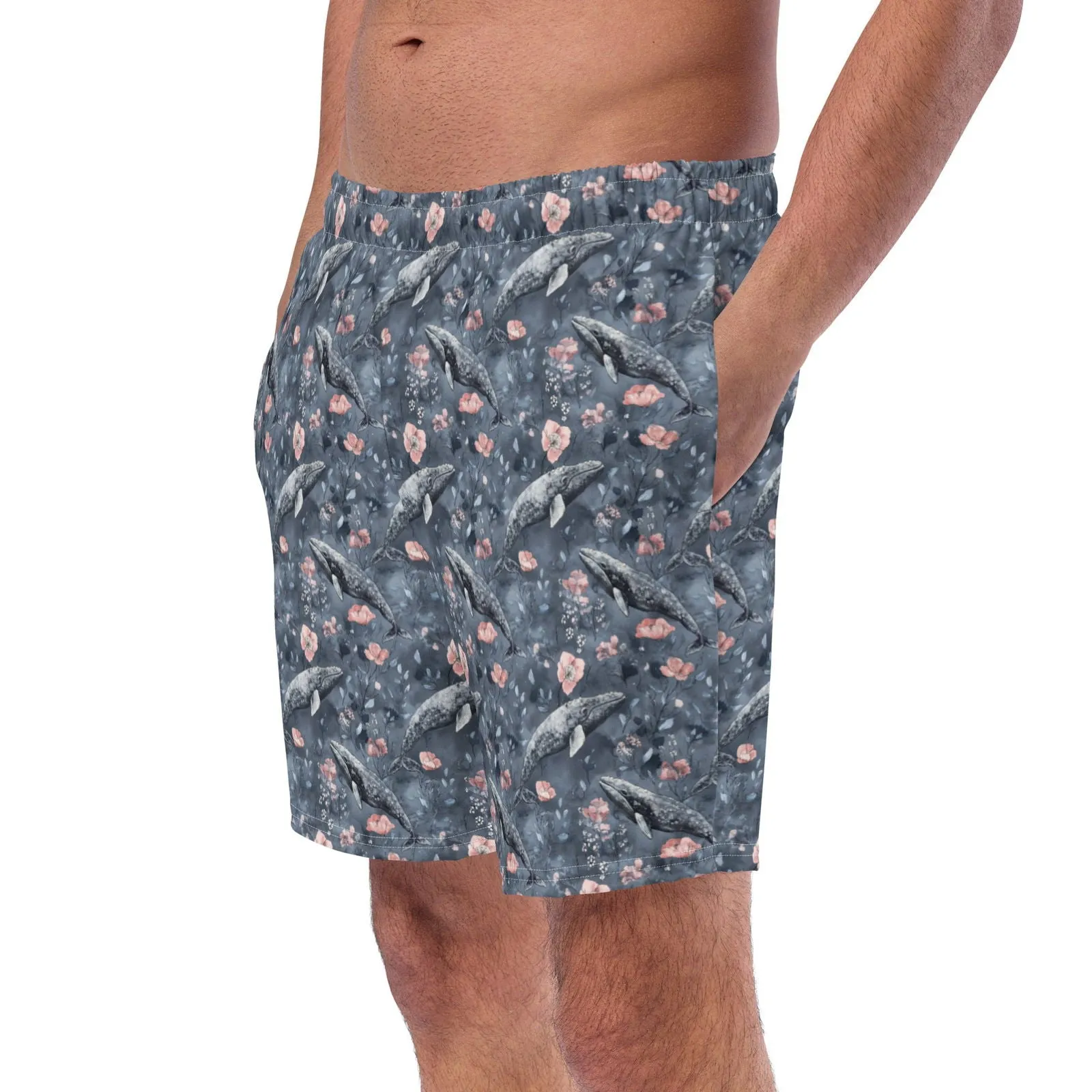 Dusky Gray Whale Men's Swim Trunks