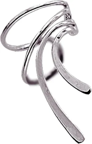 Ear Charms Simple Classic Short Wave Ear Cuff non-pierced Earring Wrap Single Right in E Z Care Rhodium on Sterling Silver