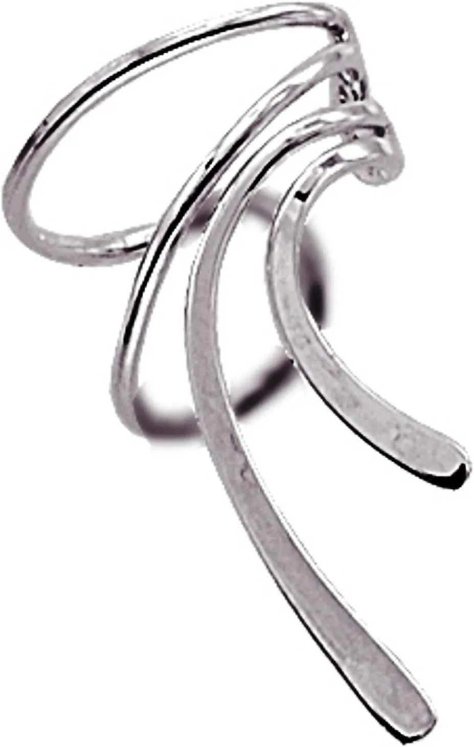 Ear Charms Simple Classic Short Wave Ear Cuff non-pierced Earring Wrap Single Right in E Z Care Rhodium on Sterling Silver