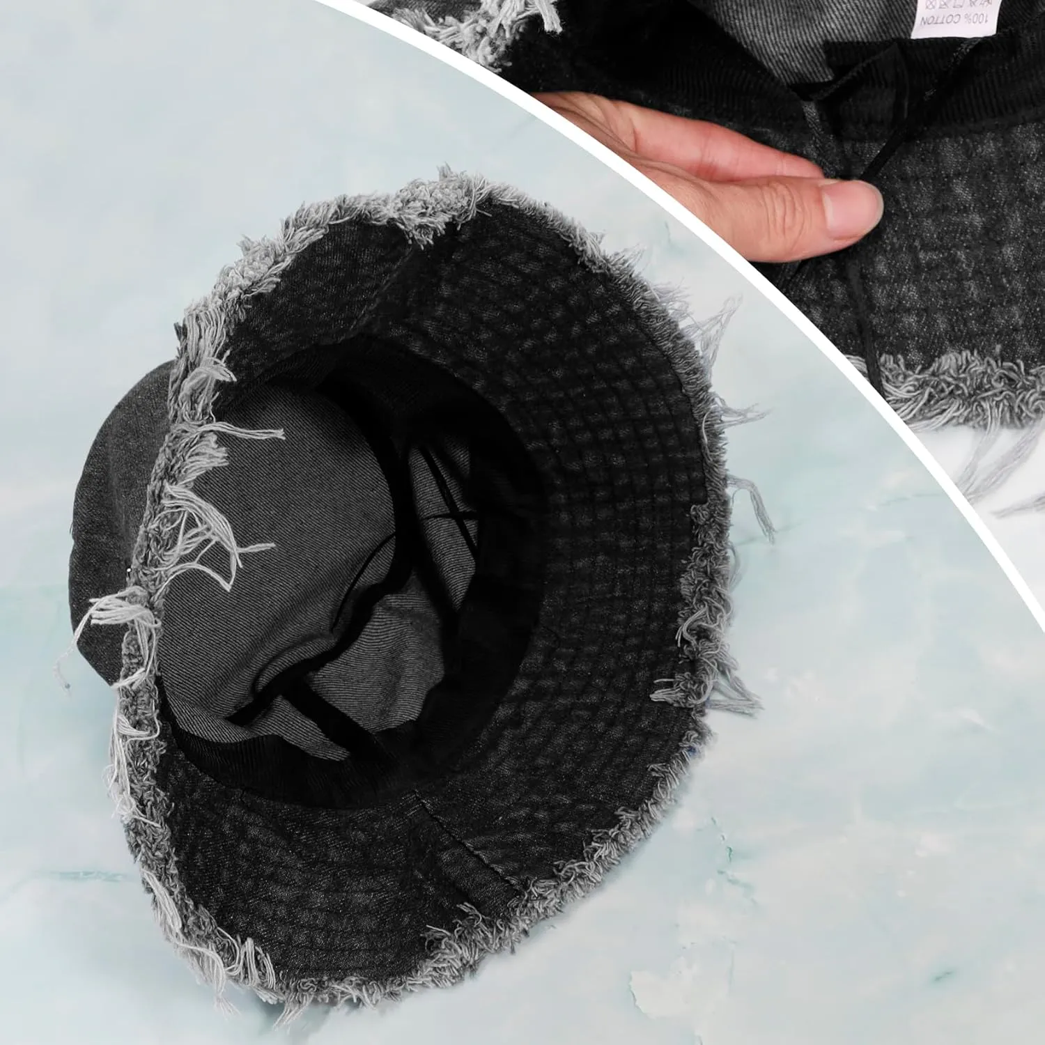 Eigso Denim Bucket Hat for Women Men Wahsed Foldable Summer Fishing Beach Sun Hat for Woman Man