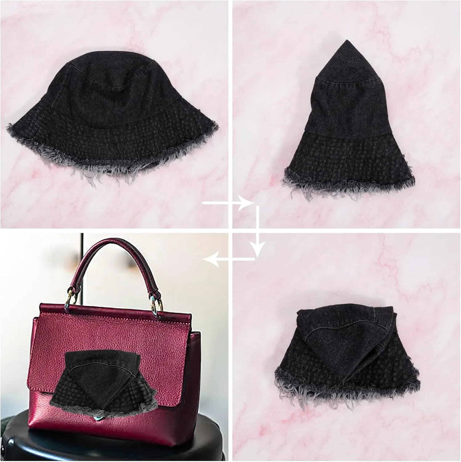 Eigso Denim Bucket Hat for Women Men Wahsed Foldable Summer Fishing Beach Sun Hat for Woman Man