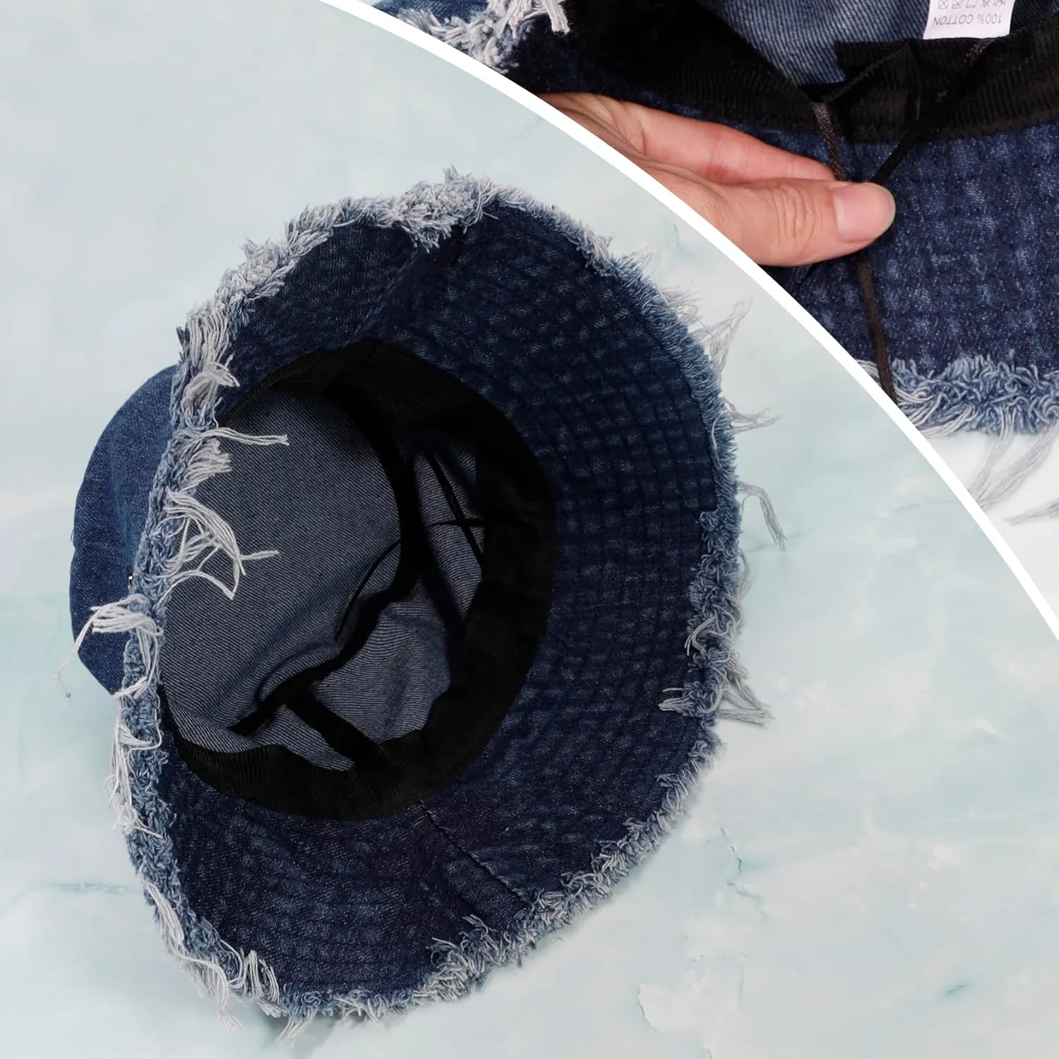 Eigso Denim Bucket Hat for Women Men Wahsed Foldable Summer Fishing Beach Sun Hat for Woman Man