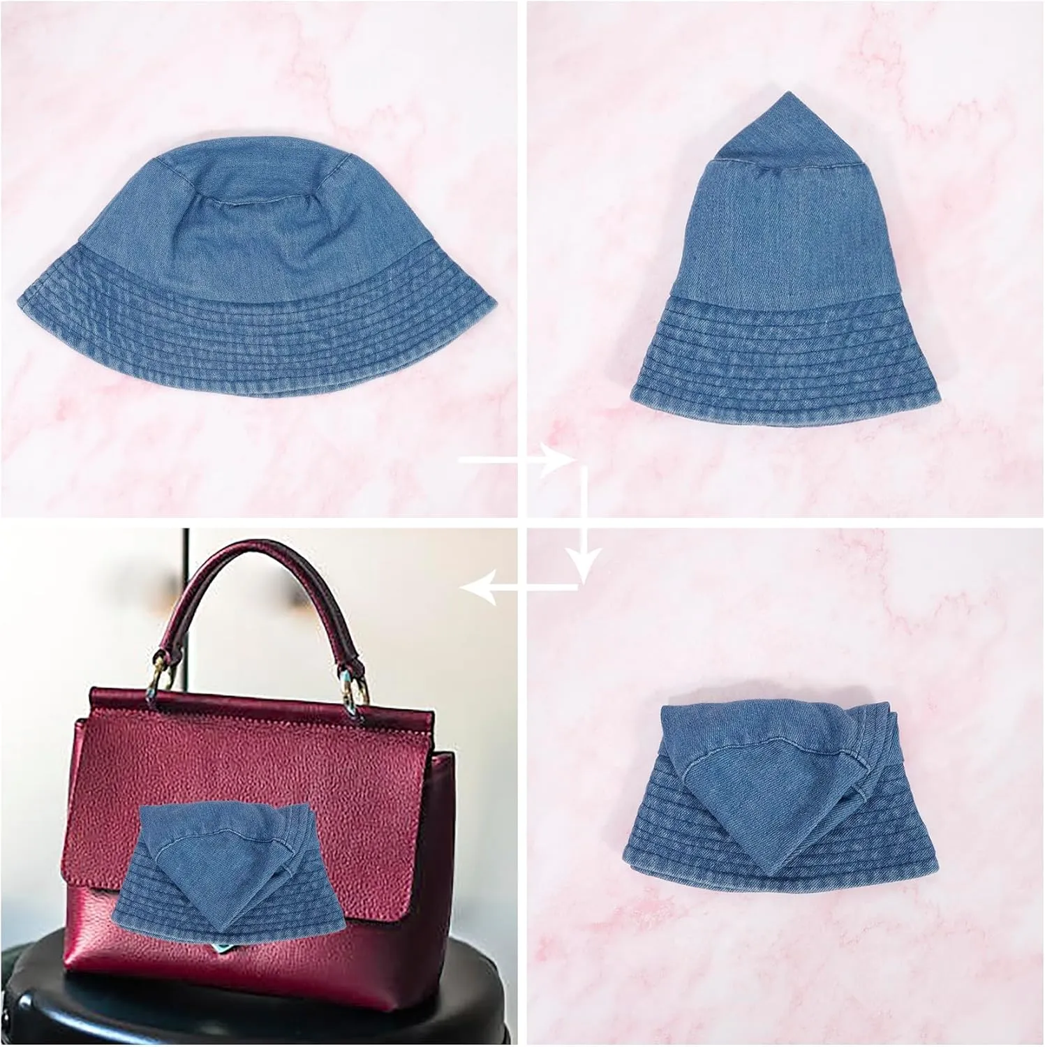Eigso Denim Bucket Hat for Women Men Wahsed Foldable Summer Fishing Beach Sun Hat for Woman Man