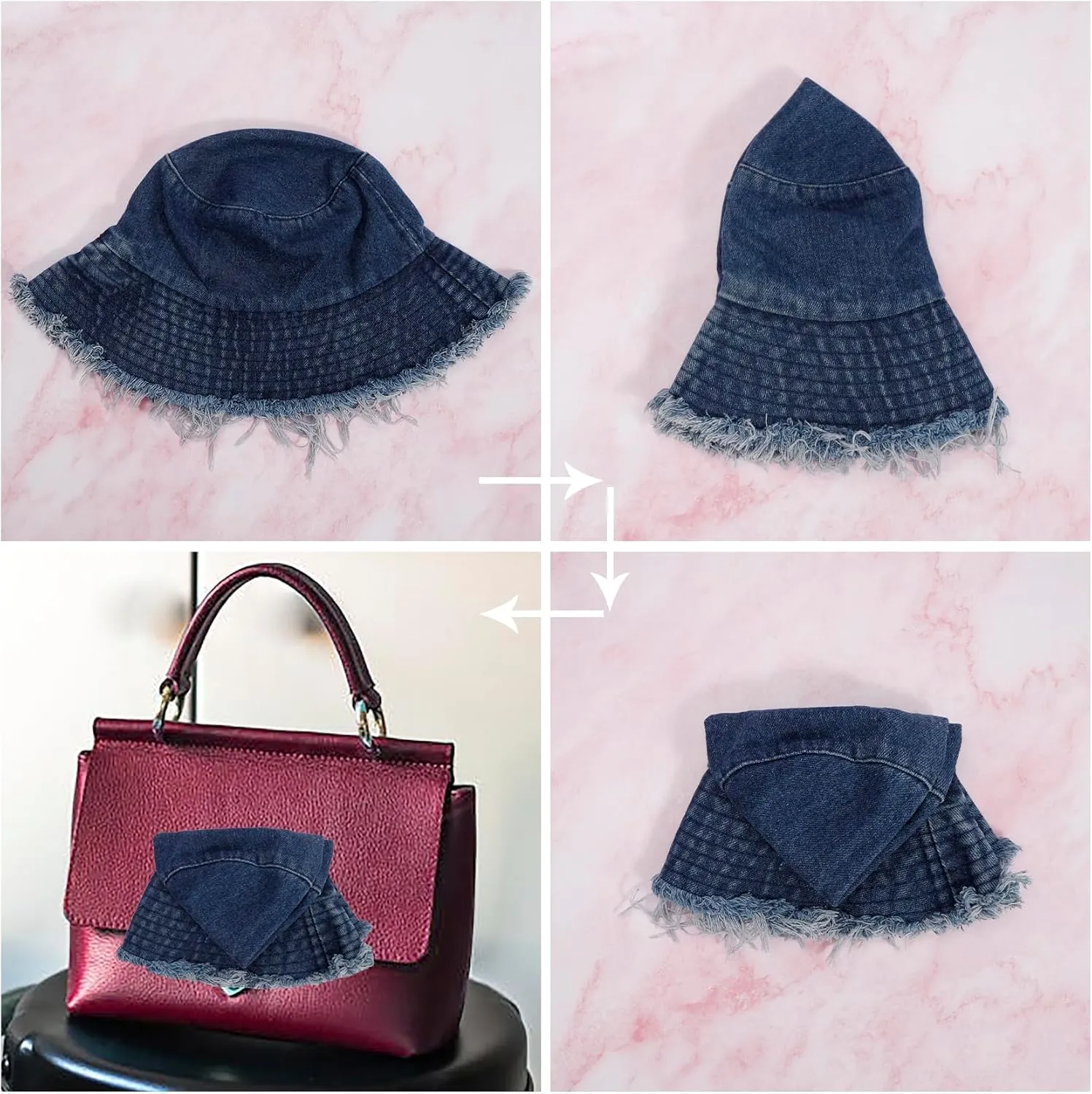 Eigso Denim Bucket Hat for Women Men Wahsed Foldable Summer Fishing Beach Sun Hat for Woman Man