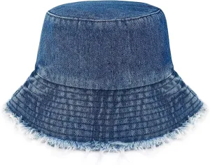 Eigso Denim Bucket Hat for Women Men Wahsed Foldable Summer Fishing Beach Sun Hat for Woman Man
