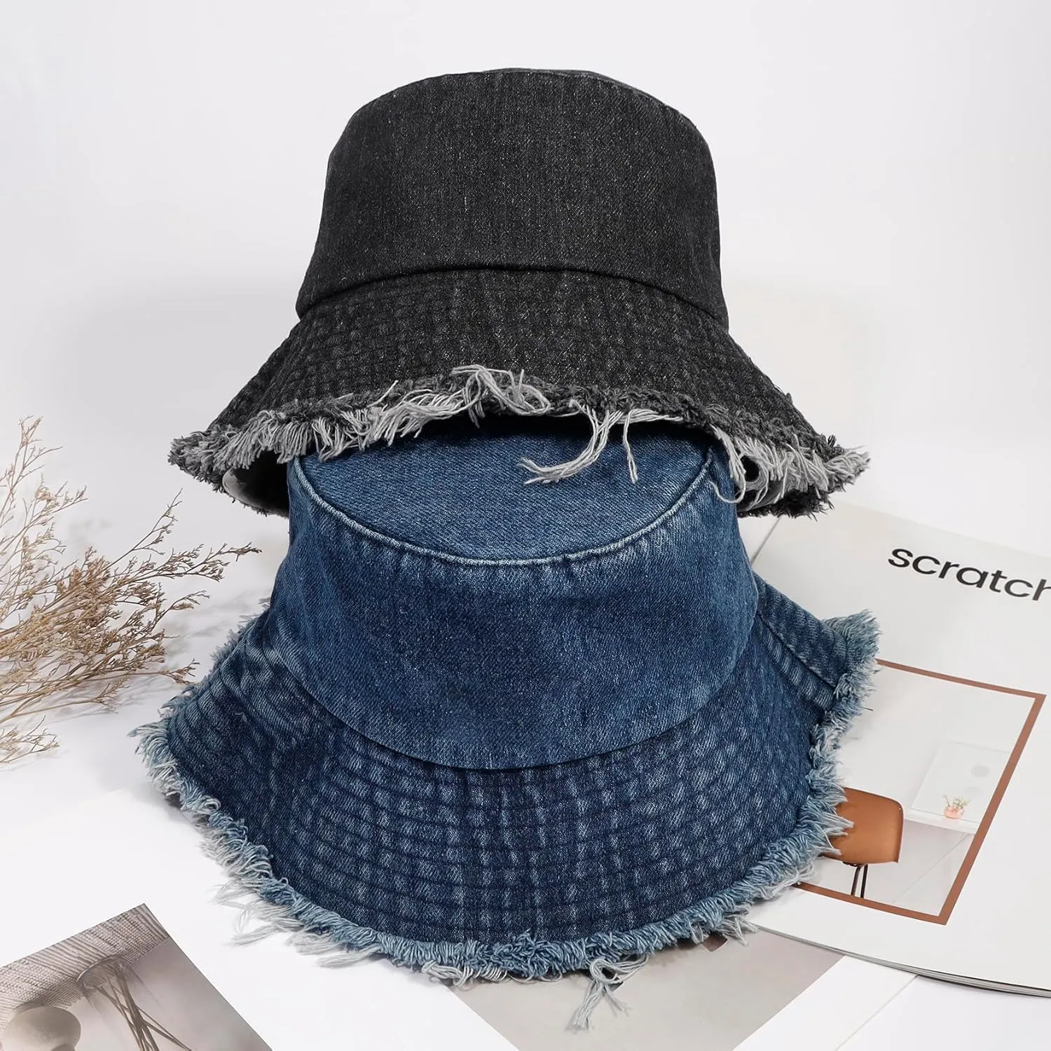 Eigso Denim Bucket Hat for Women Men Wahsed Foldable Summer Fishing Beach Sun Hat for Woman Man