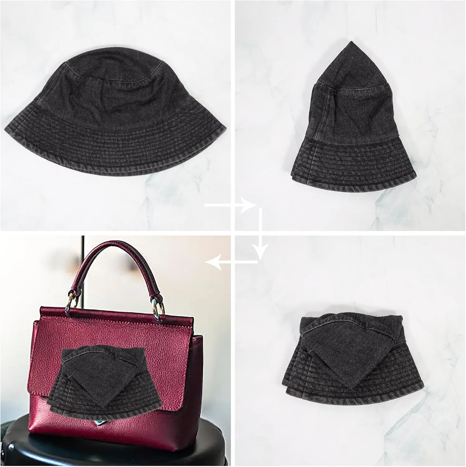 Eigso Denim Bucket Hat for Women Men Wahsed Foldable Summer Fishing Beach Sun Hat for Woman Man