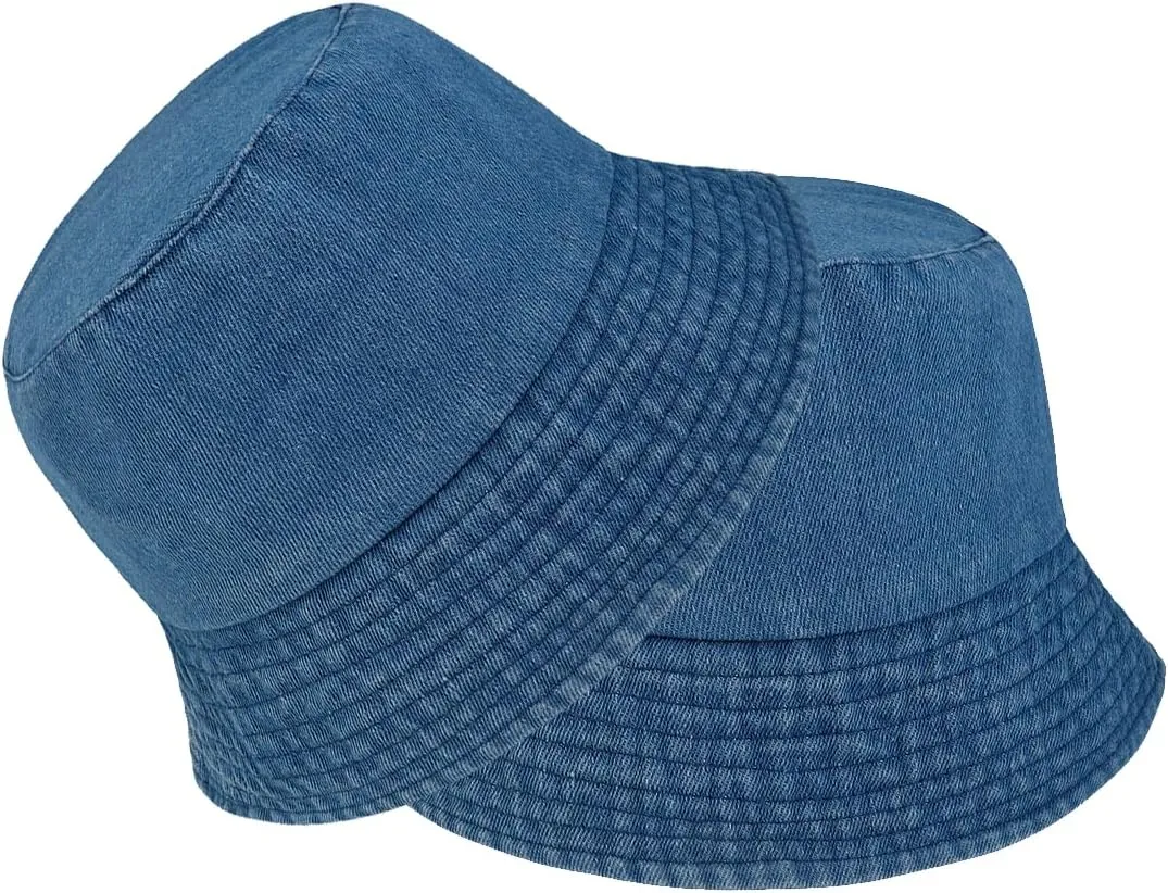 Eigso Denim Bucket Hat for Women Men Wahsed Foldable Summer Fishing Beach Sun Hat for Woman Man