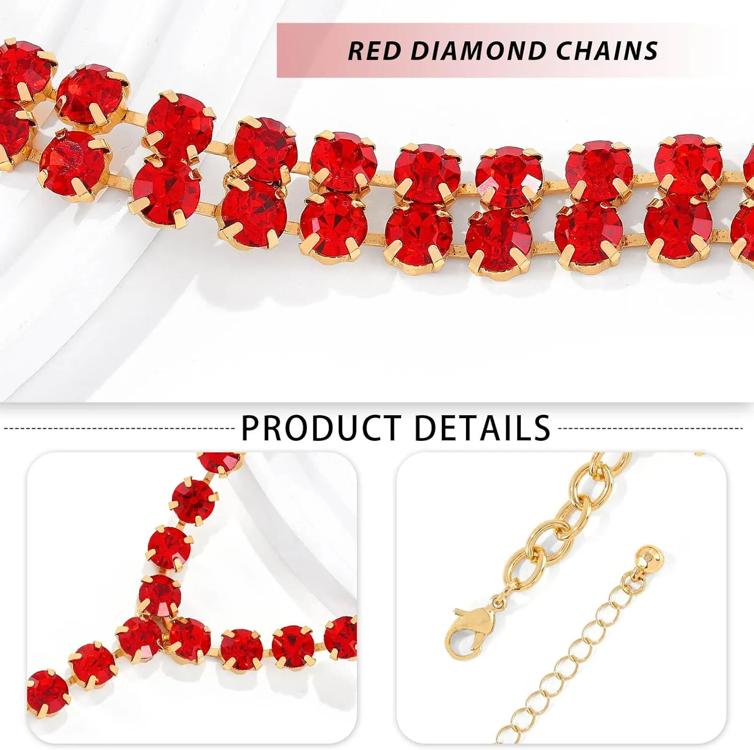 ELABEST Long Rhinestone Necklace Layered Y Necklaces Crystal Choker Necklace Dainty Wedding Bridal Bridesmaid Jewelry for Women