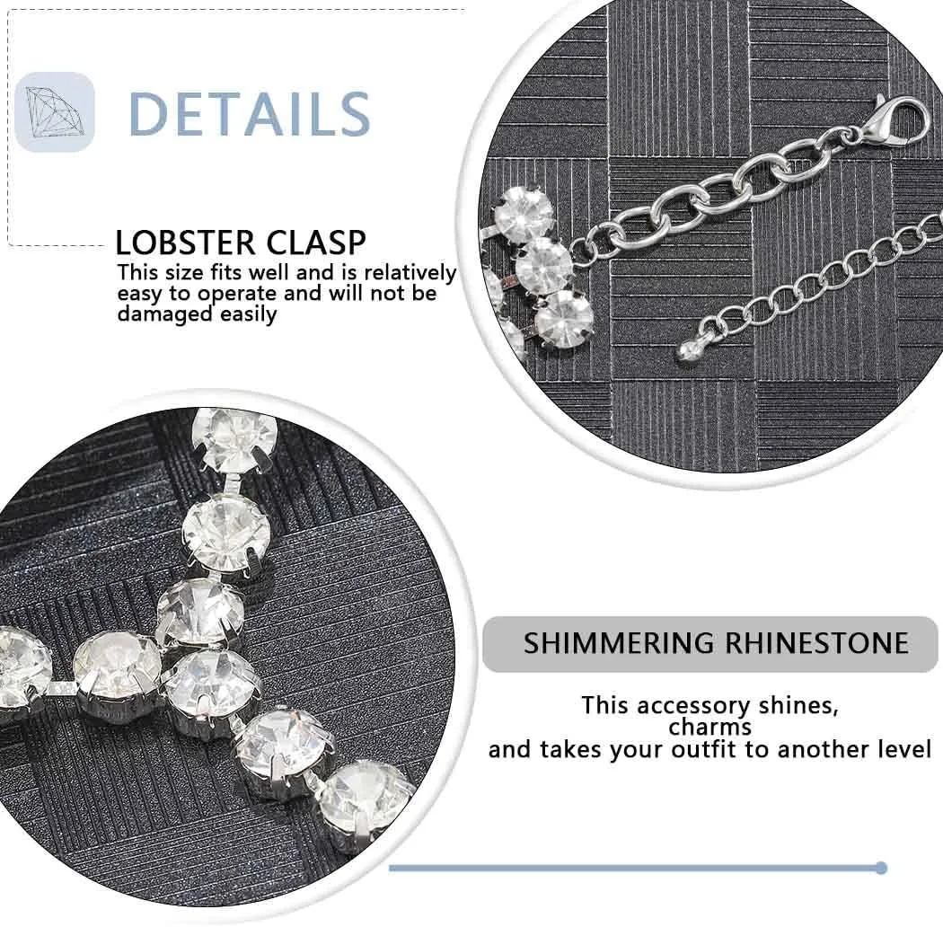 ELABEST Long Rhinestone Necklace Layered Y Necklaces Crystal Choker Necklace Dainty Wedding Bridal Bridesmaid Jewelry for Women