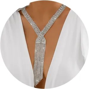 ELABEST Long Rhinestone Necklace Statement Tassel Necklaces Crystal Layered Y Choker for Women