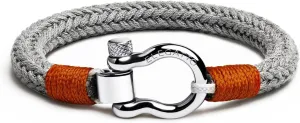 Elegatto Orion Premium Rope Bracelet for Men | Natural Cotton Finish and Sterling Silver Polished Stainless Steel Horseshoe Shackle Closure | Mens Designer Bracelets