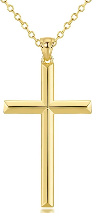 ENROSE Crucifix Necklaces 14K Gold Cross Necklace for Women Dainty Crucifix Chain Delicate Minimalist Cross Pendants With 44 8cm Cable Chain