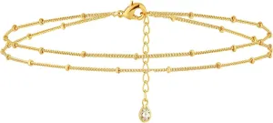 Fettero Chain Choker Necklace for Women Delicate Fashion Satellite Choker Layered Necklace Gold Plated Dainty Necklace Simple Choker Jewelry