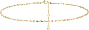 Fettero Chain Choker Necklace for Women Delicate Fashion Satellite Choker Layered Necklace Gold Plated Dainty Necklace Simple Choker Jewelry