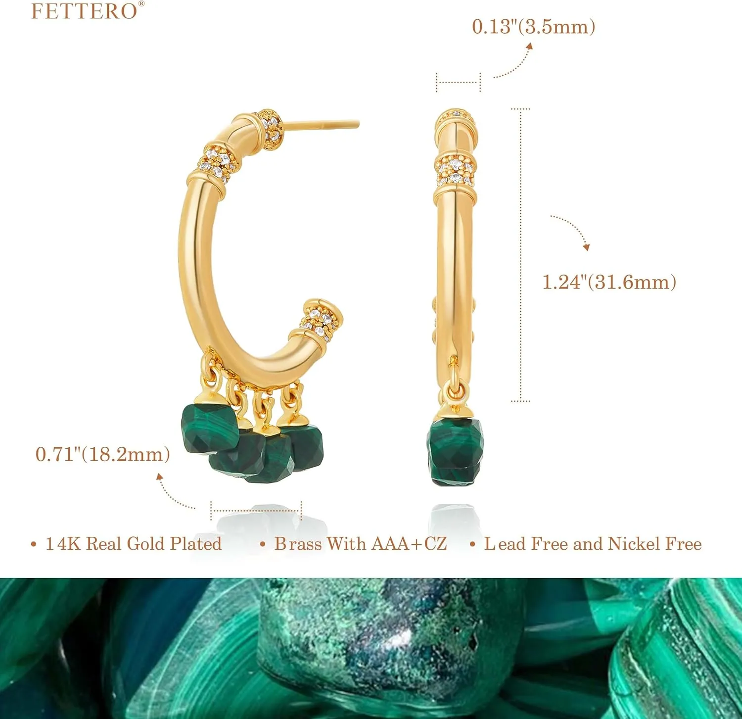 FETTERO Women Gold Hoop Earrings 14K Gold Plated 925 Sterling Silver Post Chunky Huggie Hoops Colored Tassel Boho Statement Earrings for Women Dainty Jewelry