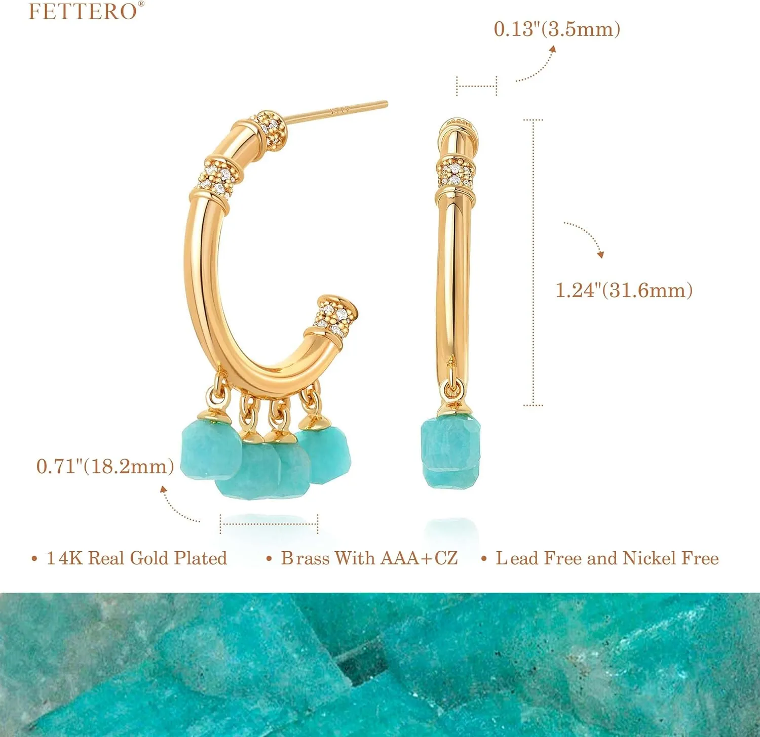 FETTERO Women Gold Hoop Earrings 14K Gold Plated 925 Sterling Silver Post Chunky Huggie Hoops Colored Tassel Boho Statement Earrings for Women Dainty Jewelry