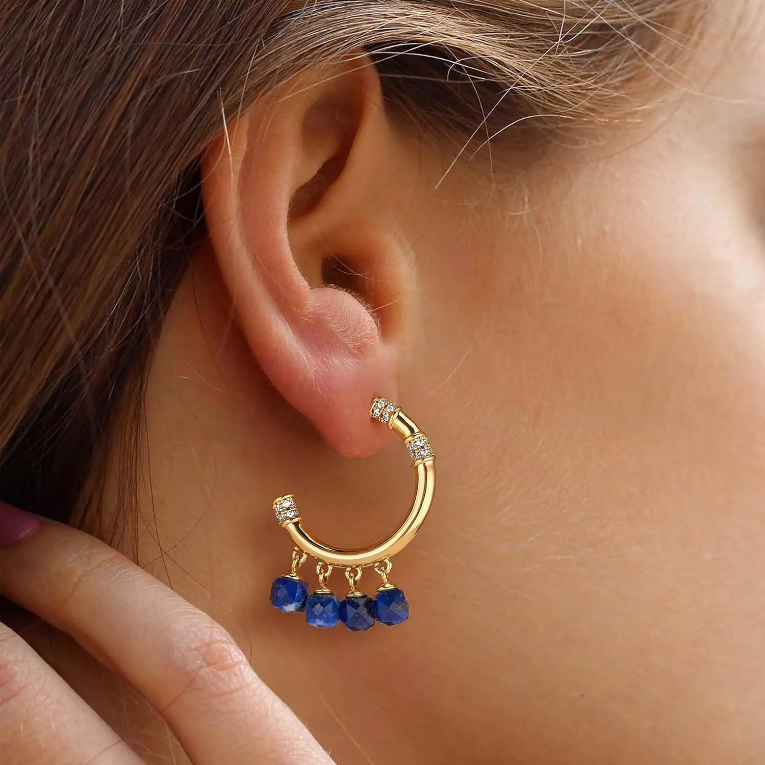 FETTERO Women Gold Hoop Earrings 14K Gold Plated 925 Sterling Silver Post Chunky Huggie Hoops Colored Tassel Boho Statement Earrings for Women Dainty Jewelry