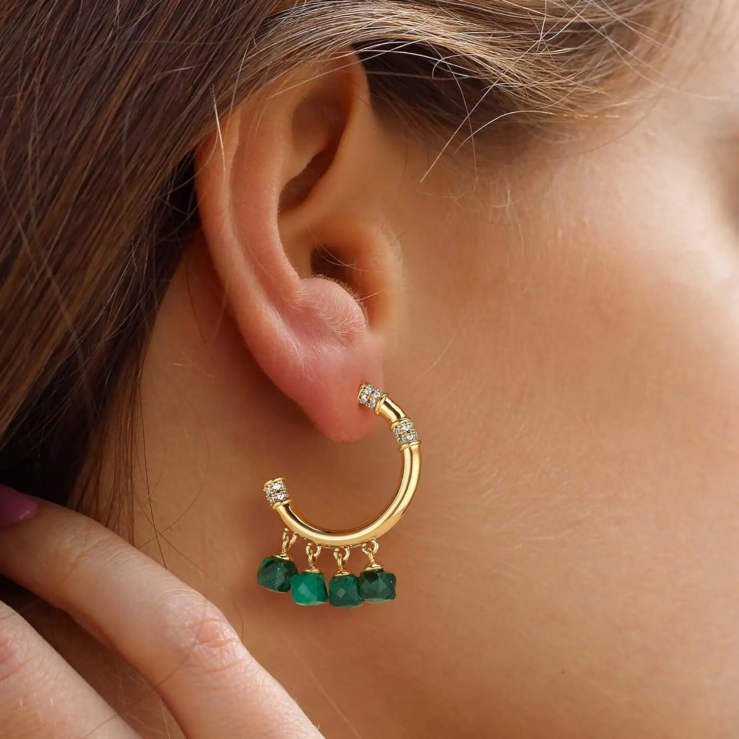 FETTERO Women Gold Hoop Earrings 14K Gold Plated 925 Sterling Silver Post Chunky Huggie Hoops Colored Tassel Boho Statement Earrings for Women Dainty Jewelry