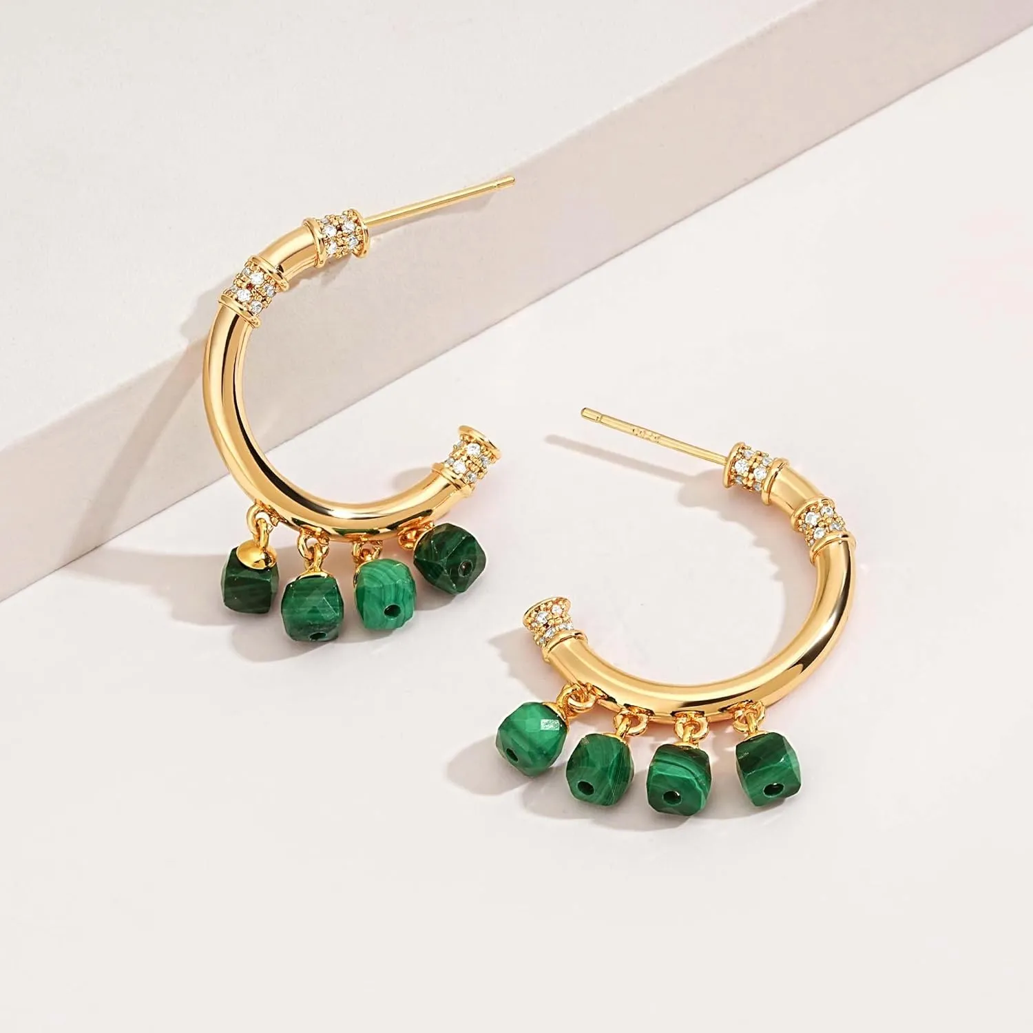 FETTERO Women Gold Hoop Earrings 14K Gold Plated 925 Sterling Silver Post Chunky Huggie Hoops Colored Tassel Boho Statement Earrings for Women Dainty Jewelry