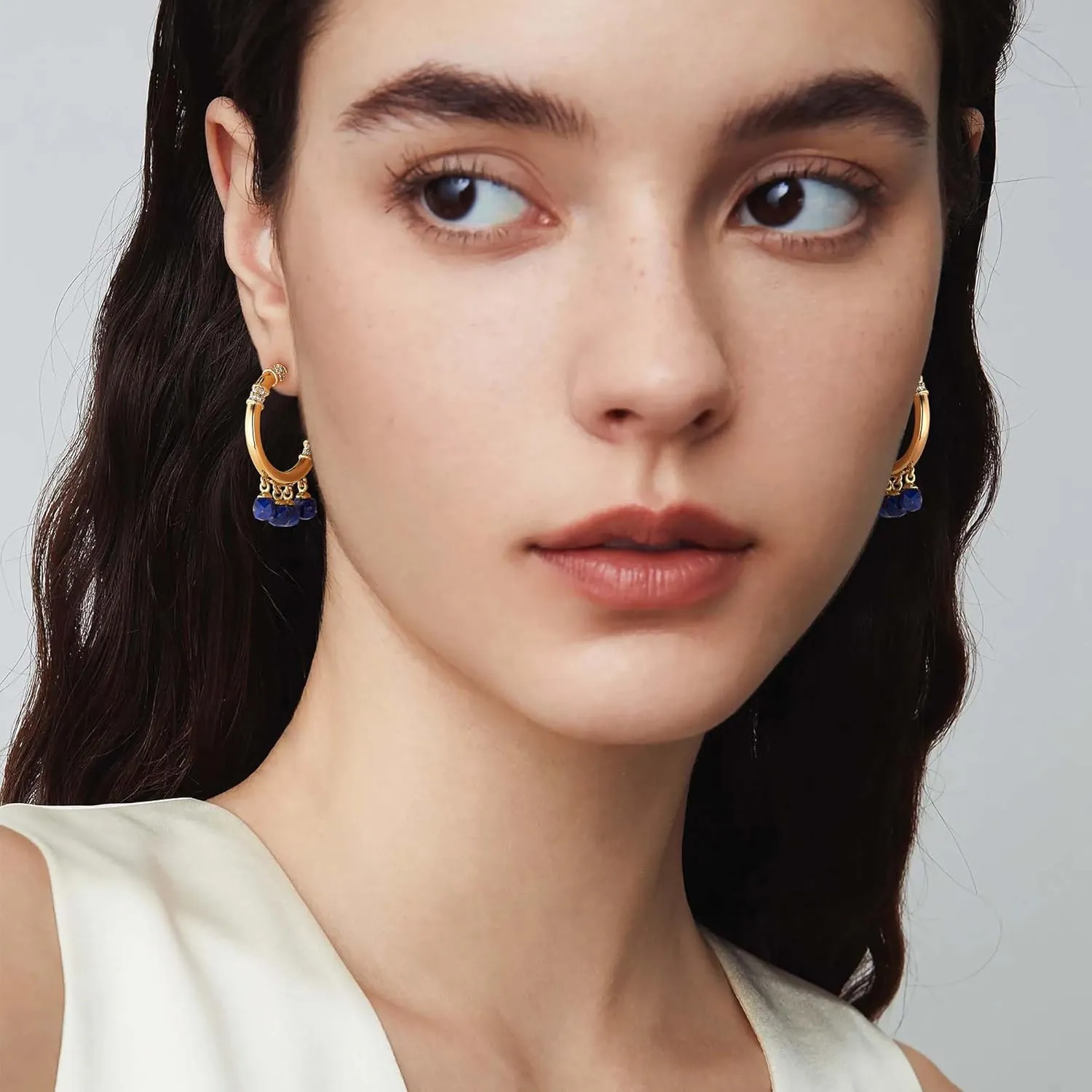 FETTERO Women Gold Hoop Earrings 14K Gold Plated 925 Sterling Silver Post Chunky Huggie Hoops Colored Tassel Boho Statement Earrings for Women Dainty Jewelry