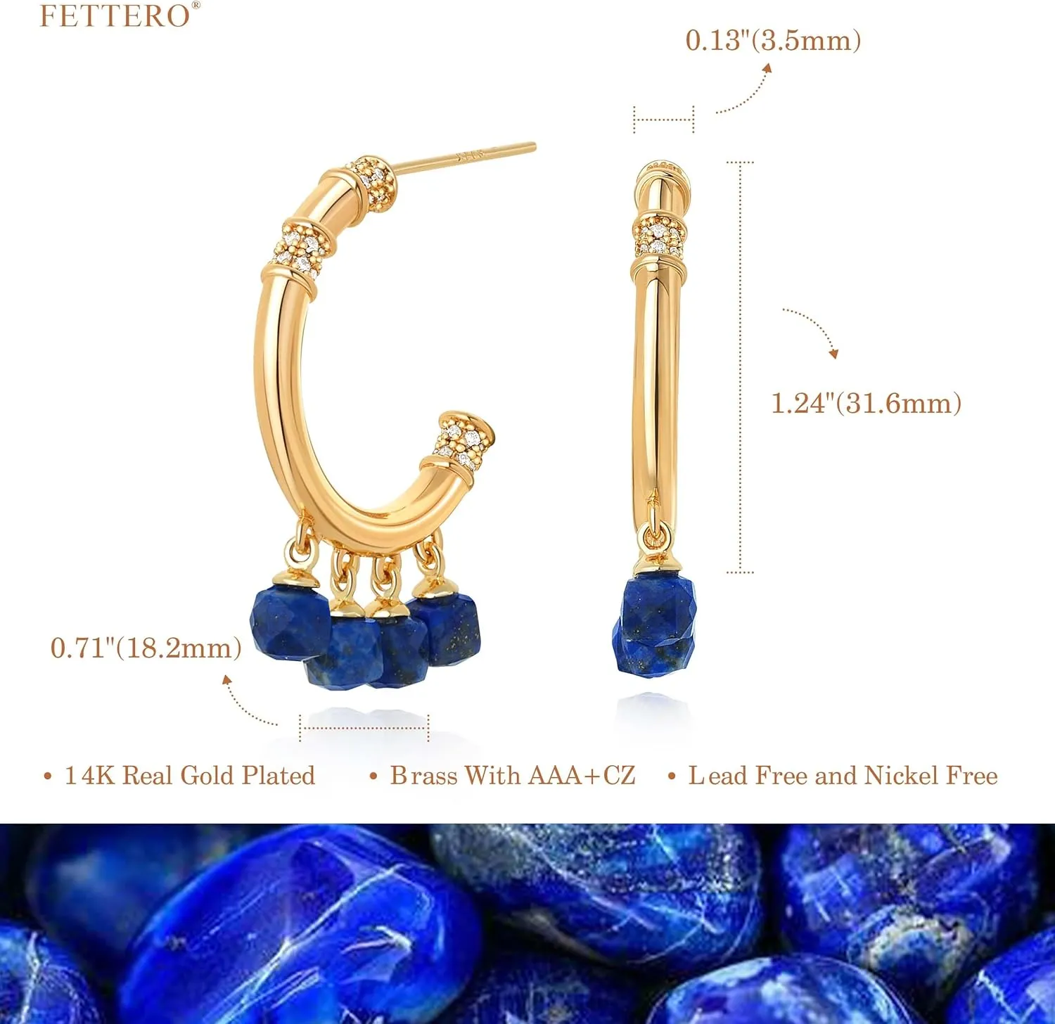 FETTERO Women Gold Hoop Earrings 14K Gold Plated 925 Sterling Silver Post Chunky Huggie Hoops Colored Tassel Boho Statement Earrings for Women Dainty Jewelry