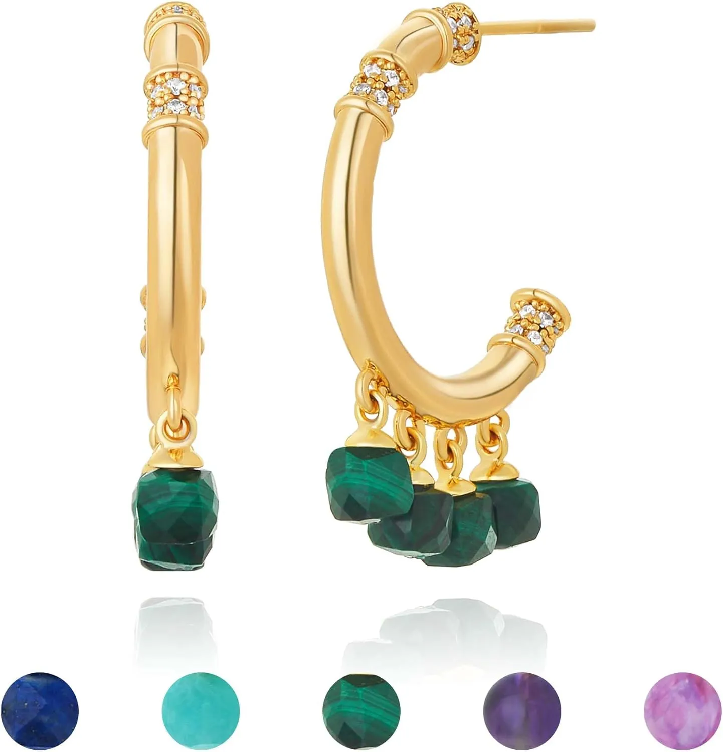 FETTERO Women Gold Hoop Earrings 14K Gold Plated 925 Sterling Silver Post Chunky Huggie Hoops Colored Tassel Boho Statement Earrings for Women Dainty Jewelry