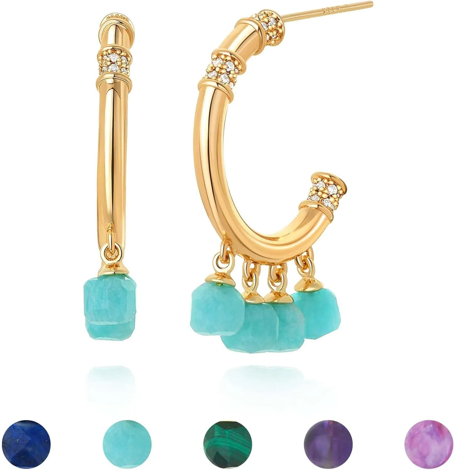 FETTERO Women Gold Hoop Earrings 14K Gold Plated 925 Sterling Silver Post Chunky Huggie Hoops Colored Tassel Boho Statement Earrings for Women Dainty Jewelry