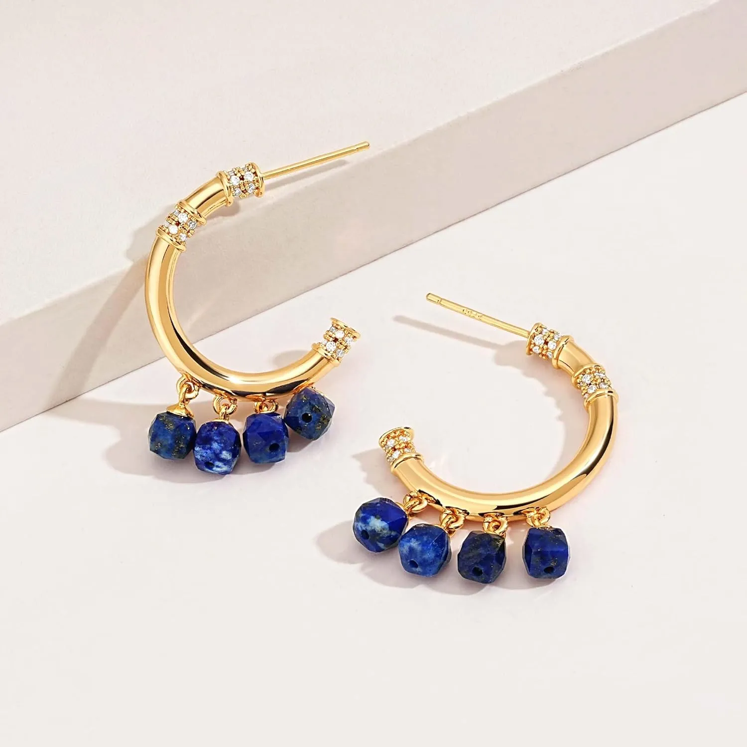 FETTERO Women Gold Hoop Earrings 14K Gold Plated 925 Sterling Silver Post Chunky Huggie Hoops Colored Tassel Boho Statement Earrings for Women Dainty Jewelry