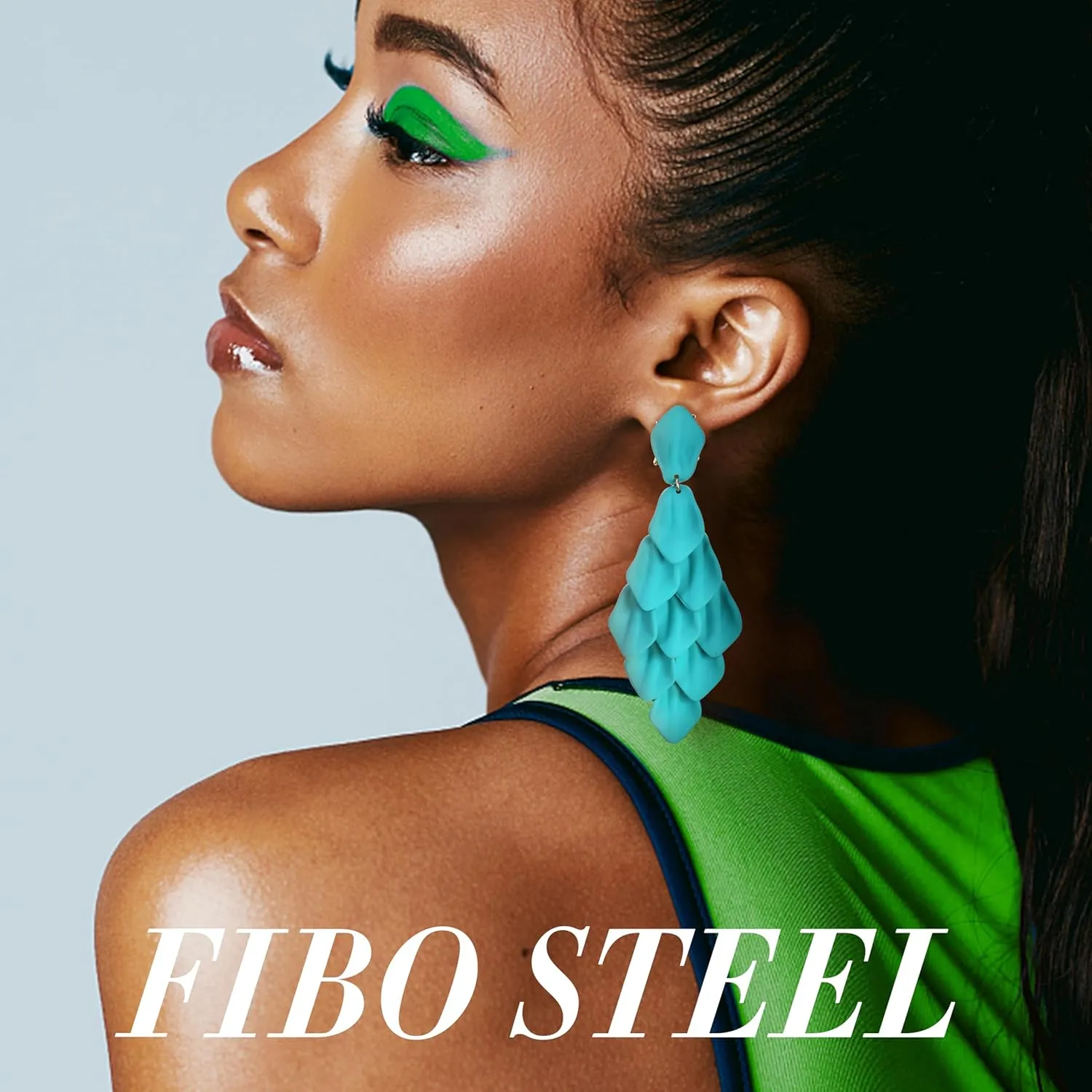 FIBO STEEL Acrylic Petal Earrings for Women Red Statement Earrings Dangle Rhombic Boho Flower Lime Green Orange Rose Big Bold Colorful Costume Jewelry Long Drop Dangle Earrings