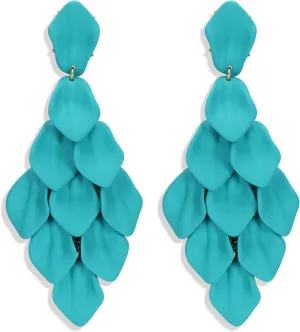 FIBO STEEL Acrylic Petal Earrings for Women Red Statement Earrings Dangle Rhombic Boho Flower Lime Green Orange Rose Big Bold Colorful Costume Jewelry Long Drop Dangle Earrings