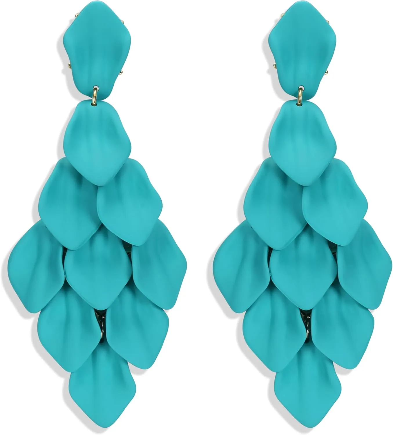 FIBO STEEL Acrylic Petal Earrings for Women Red Statement Earrings Dangle Rhombic Boho Flower Lime Green Orange Rose Big Bold Colorful Costume Jewelry Long Drop Dangle Earrings