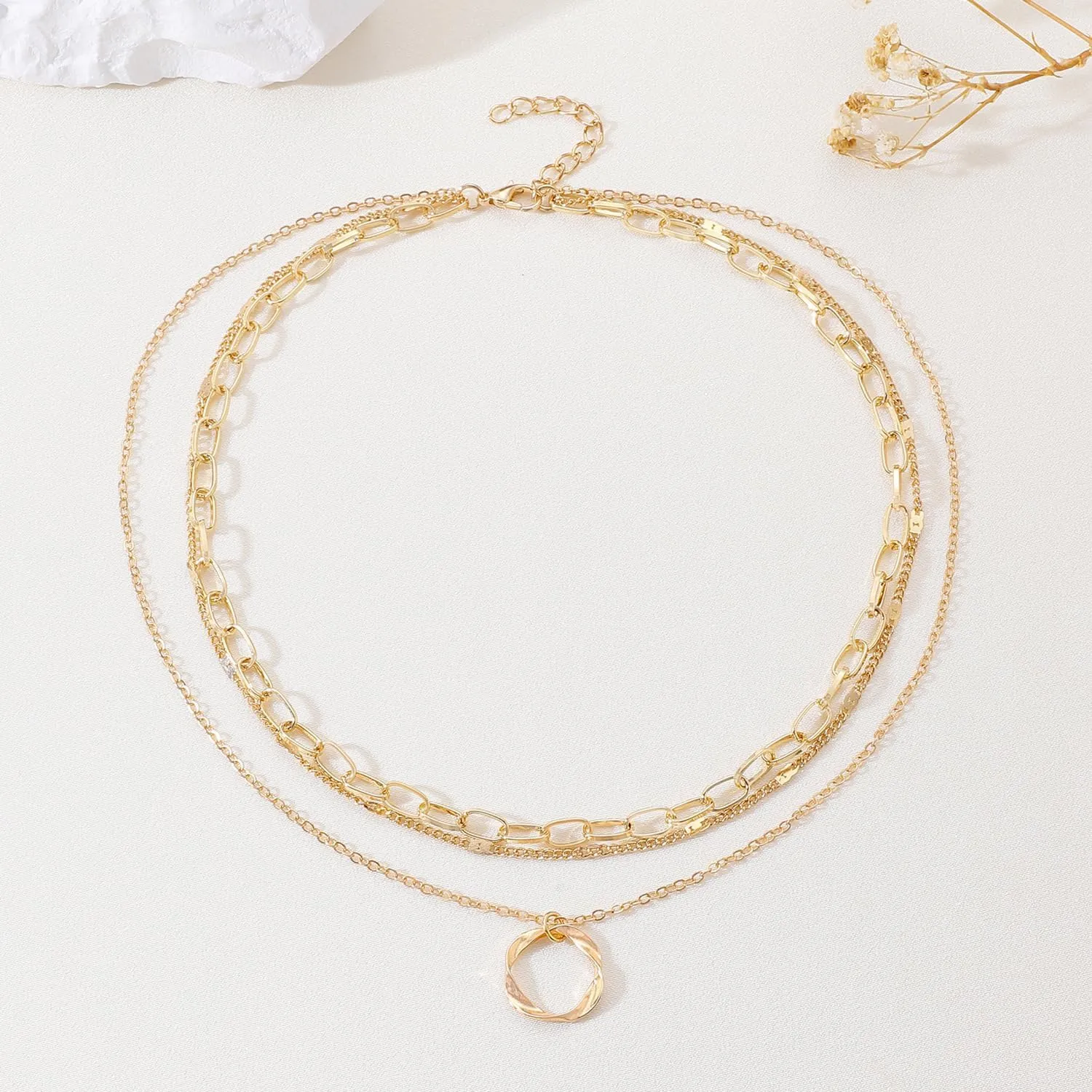 FOTN Gold Layered Necklaces for Women, 14K Dainty Gold Chain Necklace Women Trendy Cuban Link Chain Toggle Clasp Necklace Fashion Chunky Jewelry for Women