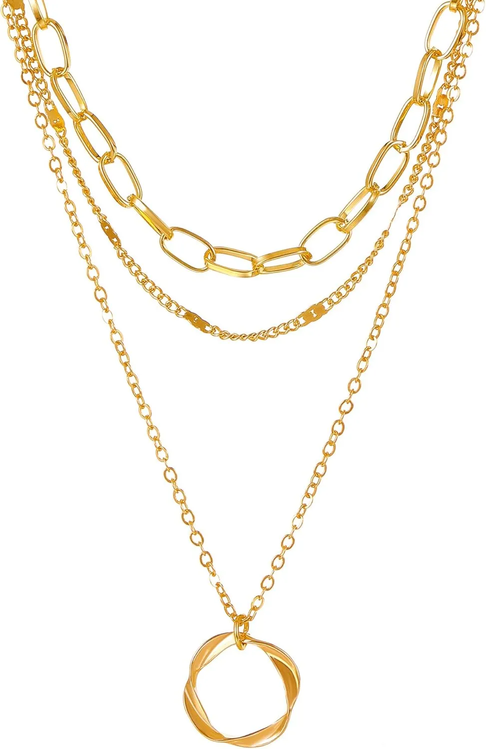 FOTN Gold Layered Necklaces for Women, 14K Dainty Gold Chain Necklace Women Trendy Cuban Link Chain Toggle Clasp Necklace Fashion Chunky Jewelry for Women