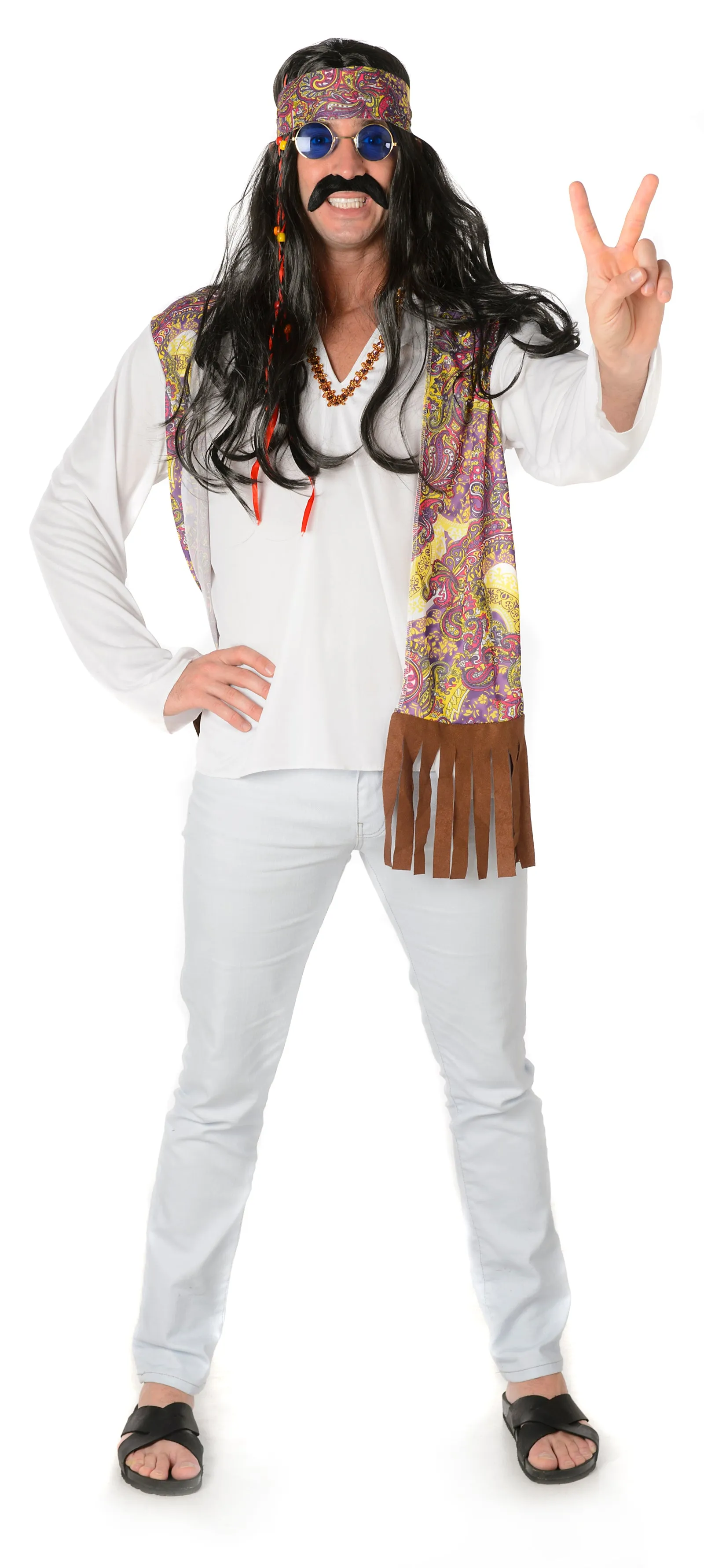 Funky Hippie Man Mens Costume 60s Fancy Dress